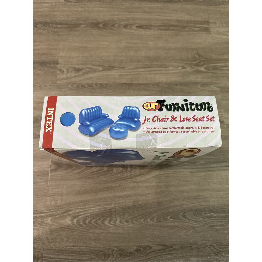 Vintage 90s Y2K Intex Air Furniture Inflatable Chair Jr Chair Love Seat Set Blue - Picture 4 of 5